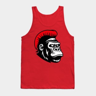 Gorilla With Red Mohawk Silhouette Design Tank Top